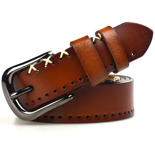 100% Real Cowhide Leather Belt Women Jeans Female Belt Strap Fashion Belts For Women 95-110cm