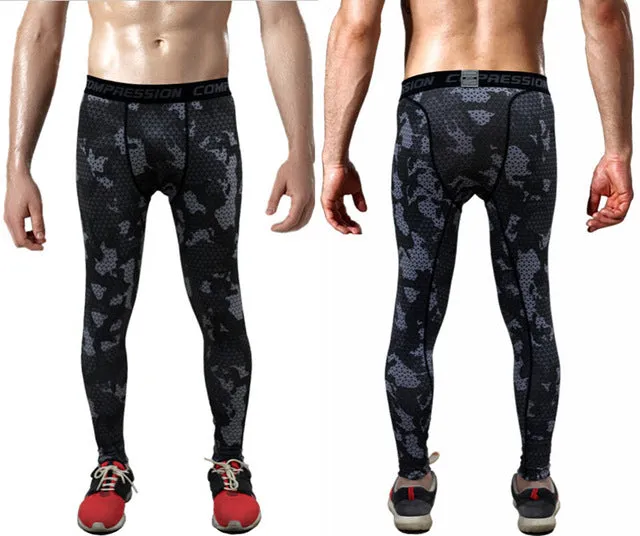 2017 Men Compression Pants Casual Tights Camouflage Pants Bodybuilding Mans High Elasticity Joggers Crossfit Skinny Leggings