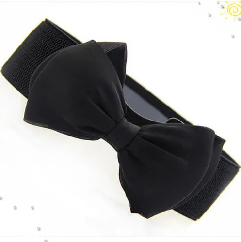 2017 New Arrival Fashion Women Lady Bowknot Stretch Elastic Bow Wide Stretch Buckle Waistband Waist Belt