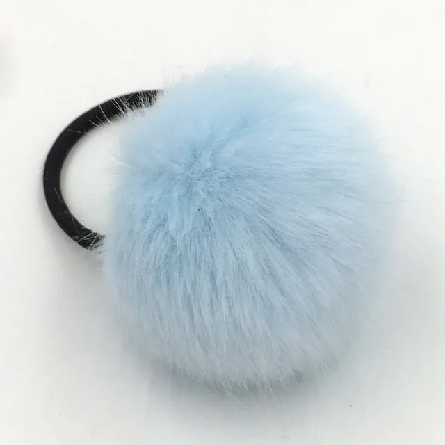 2017 New Artificial Rabbit Fur Ball Elastic Hair Rope Rings Ties Bands Ponytail Holders Girls Hairband Headband Hair Accessories