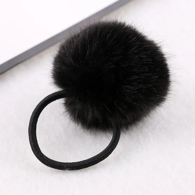 2017 New Artificial Rabbit Fur Ball Elastic Hair Rope Rings Ties Bands Ponytail Holders Girls Hairband Headband Hair Accessories