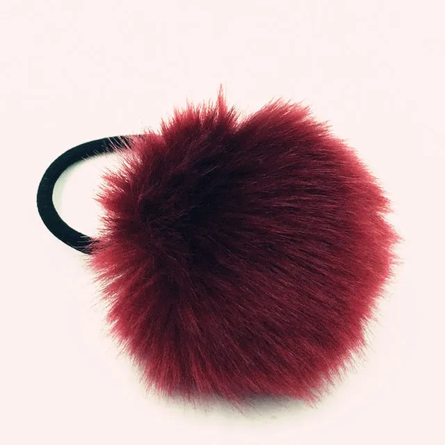 2017 New Artificial Rabbit Fur Ball Elastic Hair Rope Rings Ties Bands Ponytail Holders Girls Hairband Headband Hair Accessories