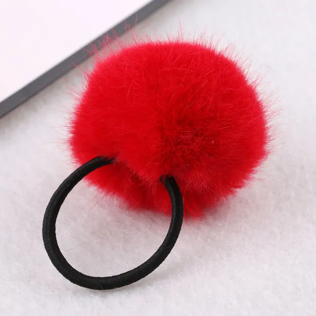 2017 New Artificial Rabbit Fur Ball Elastic Hair Rope Rings Ties Bands Ponytail Holders Girls Hairband Headband Hair Accessories