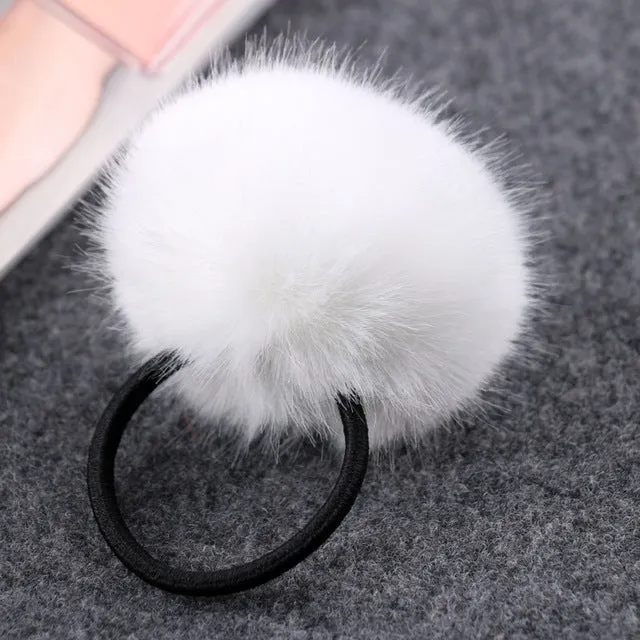 2017 New Artificial Rabbit Fur Ball Elastic Hair Rope Rings Ties Bands Ponytail Holders Girls Hairband Headband Hair Accessories