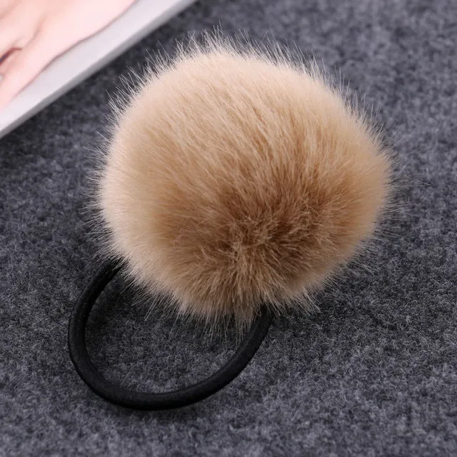 2017 New Artificial Rabbit Fur Ball Elastic Hair Rope Rings Ties Bands Ponytail Holders Girls Hairband Headband Hair Accessories