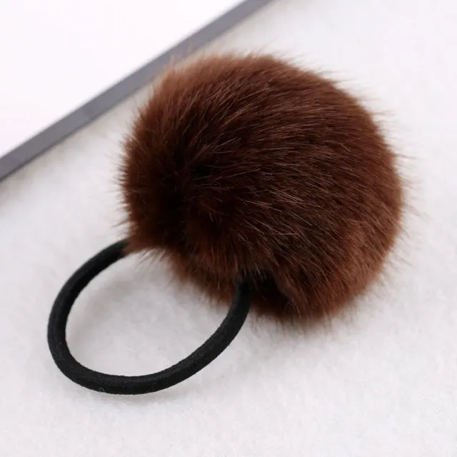 2017 New Artificial Rabbit Fur Ball Elastic Hair Rope Rings Ties Bands Ponytail Holders Girls Hairband Headband Hair Accessories