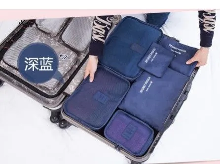 6PCS/Set High Quality Oxford Cloth Travel Mesh Bag  Luggage Organizer Packing Cube Organiser Travel Bags