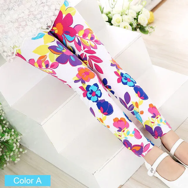 Baby Kids Childrens printing Flower Toddler Classic Leggings girls pants Girls legging 2-14Ybaby girl leggings