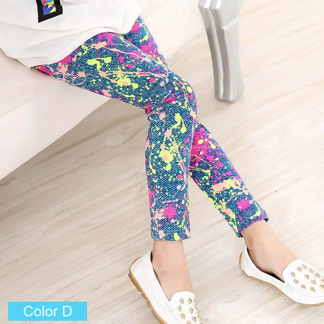 Baby Kids Childrens printing Flower Toddler Classic Leggings girls pants Girls legging 2-14Ybaby girl leggings