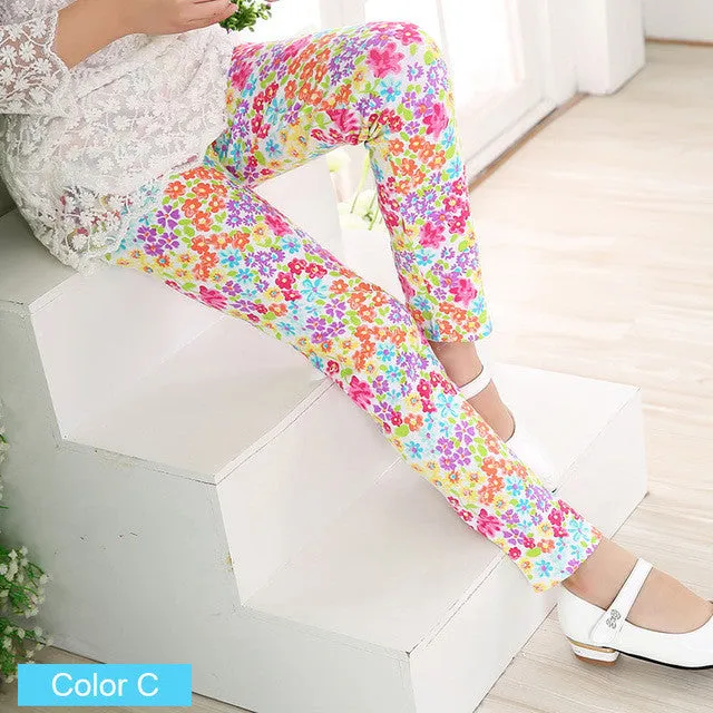 Baby Kids Childrens printing Flower Toddler Classic Leggings girls pants Girls legging 2-14Ybaby girl leggings