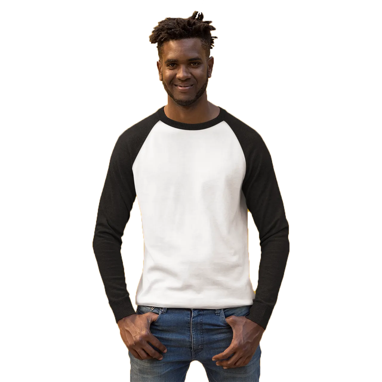 Black & White Raglan Sleeve T shirt - For Men