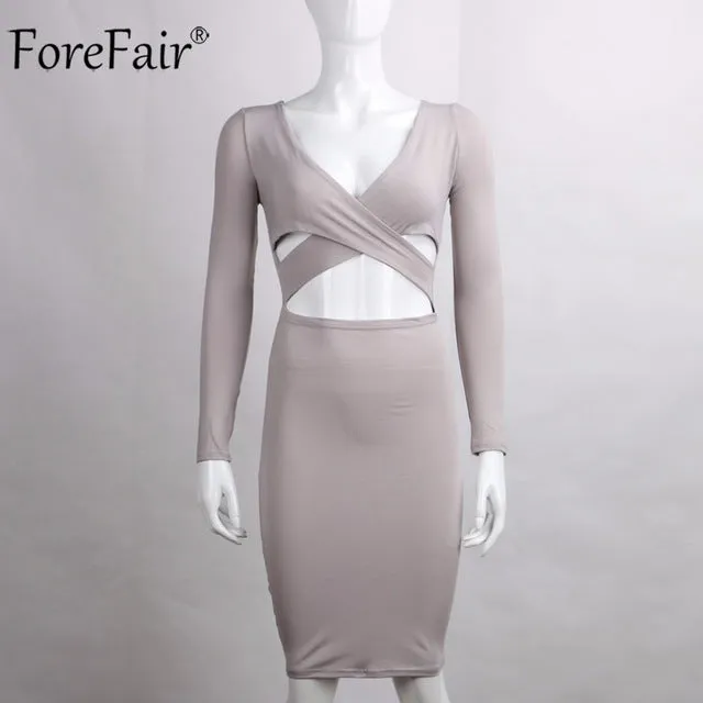 Blue Black White Long Sleeve Elastic Cotton Warm Winter Elegant Party Dresses 2015 Sexy Midi Pencil Club Bandage Bodycon Dress