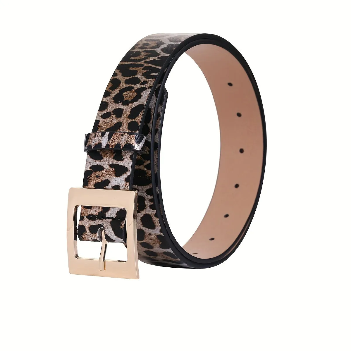 Chic Leopard Print PU Leather Belt for Womens Casual Style