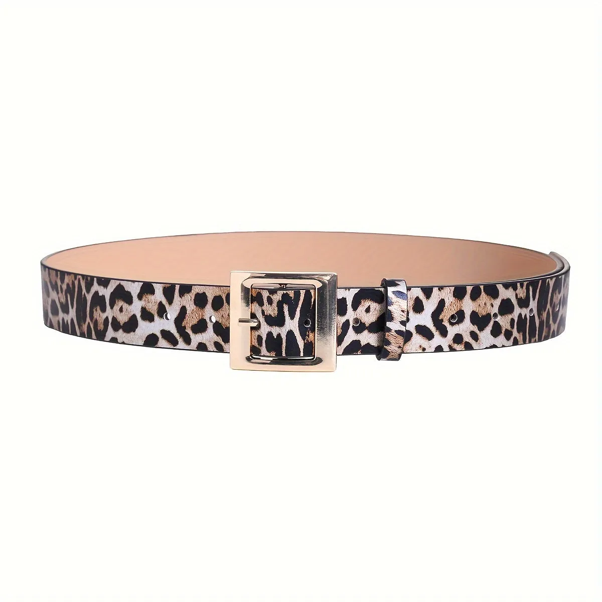 Chic Leopard Print PU Leather Belt for Womens Casual Style