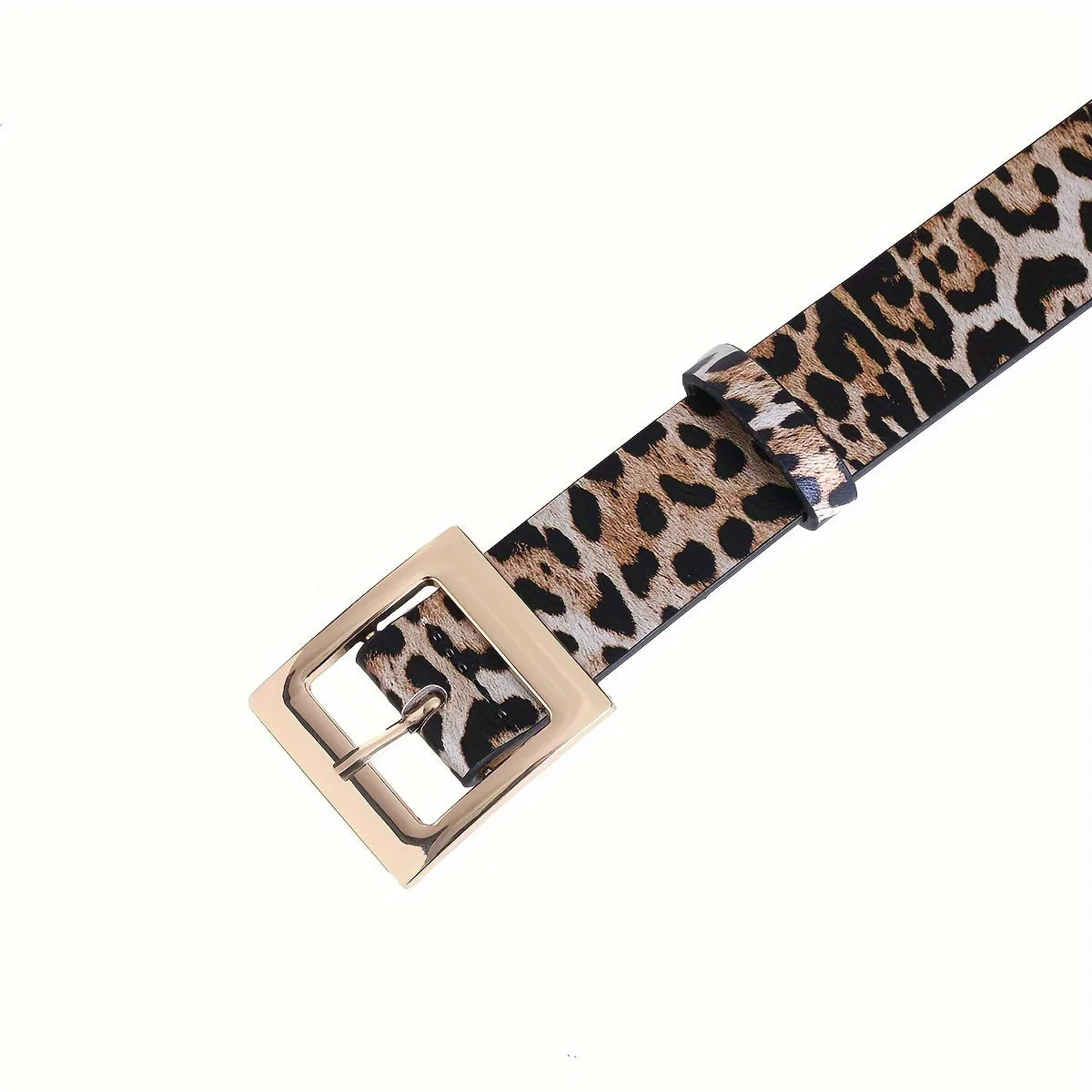 Chic Leopard Print PU Leather Belt for Womens Casual Style