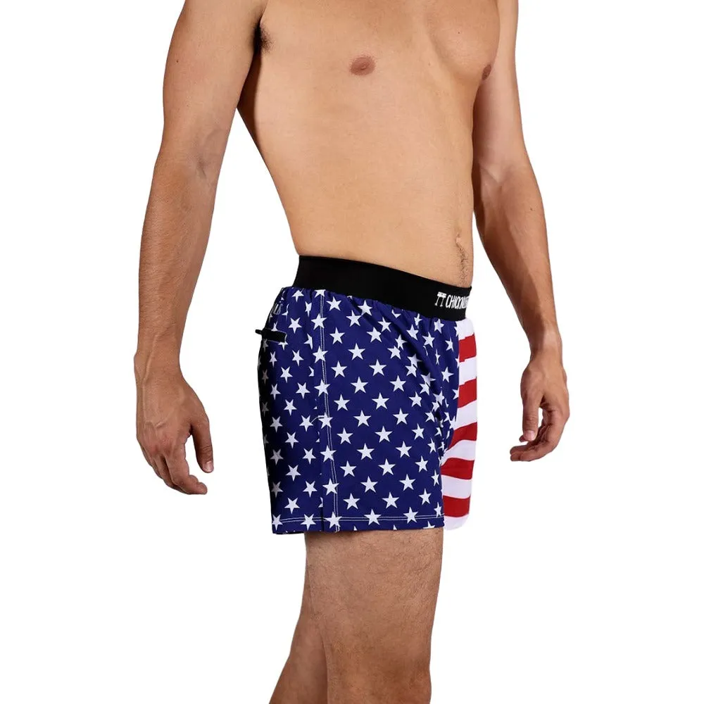 ChicknLegs Men's USA Half Split Shorts 4"