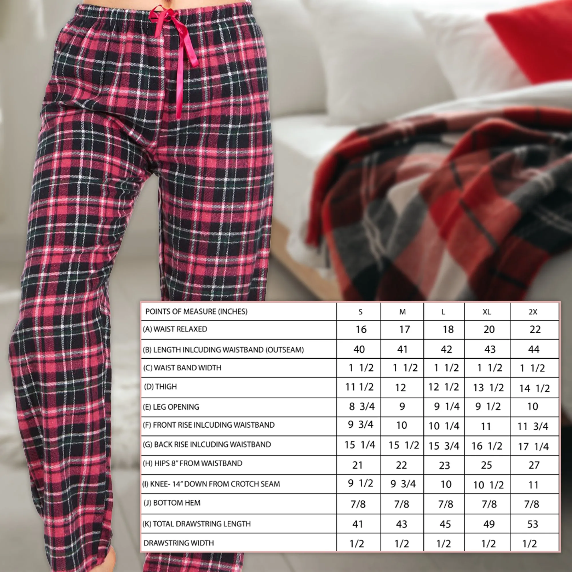 DARESAY Women’s Flannel Pajama Pants Ladies’ Soft & Stretchy Plaid Pajama Pants- Relaxed Fit, Comfortable Home pajama pants for women- Long Sleep Pants & Casualwear For All Seasons