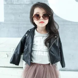 DreamShining Spring Kids Jacket PU Leather Girls Jackets Clothes Children Outwear For Baby Girls Boys Clothing Coats Costume