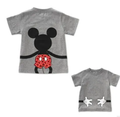 Family Matching Clothes 2017 Summer Short Cartoon Mickey T shirt For Mother and Daughter Father Son Family Look Outfits Clothing