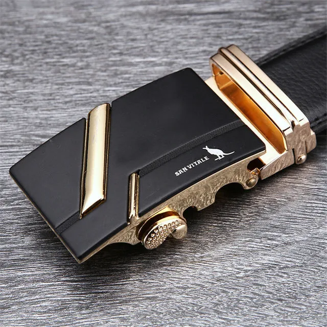 Famous Brand Belt Men 100% Good Quality Cowskin Genuine Luxury Leather Men's Belts for Men,Strap Male Metal Automatic Buckle