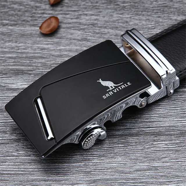 Famous Brand Belt Men 100% Good Quality Cowskin Genuine Luxury Leather Men's Belts for Men,Strap Male Metal Automatic Buckle