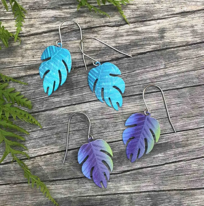 Fern Leaf Earring Set, S/Steel Studs, Tribal Earth