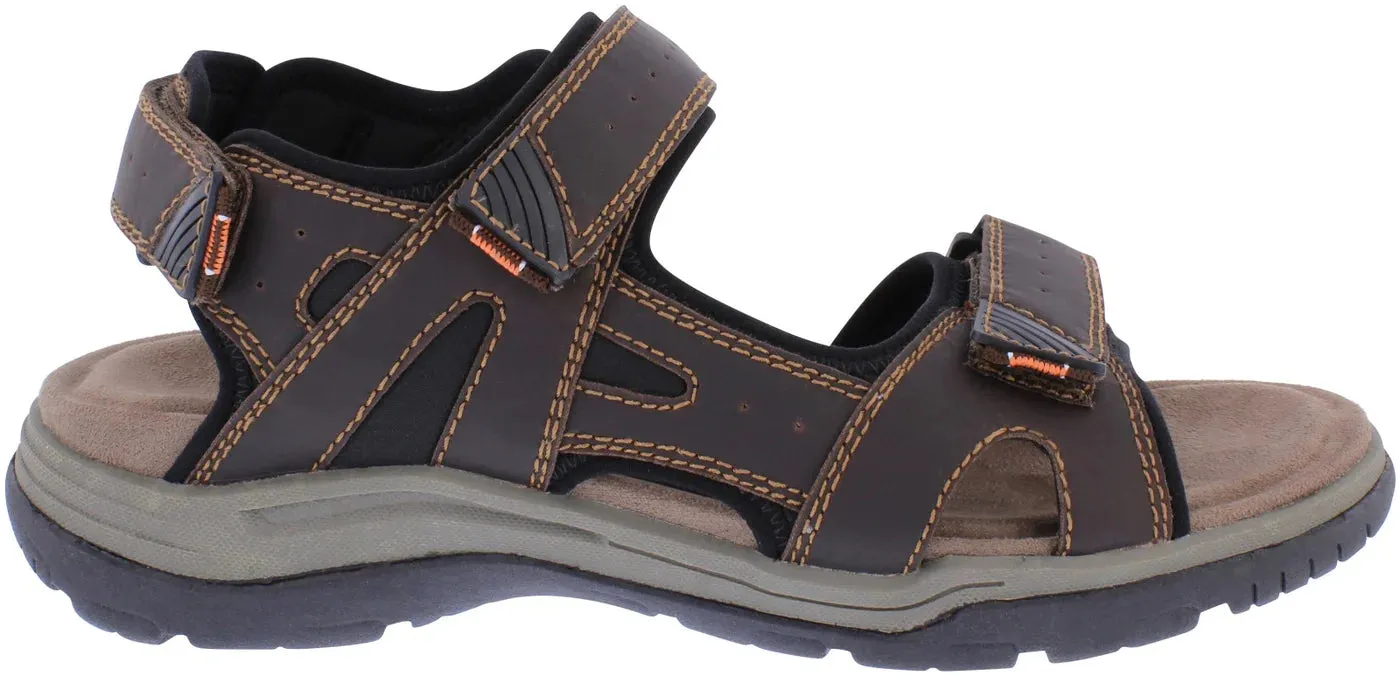 Free Spirit Sheridon Brown Men’s Touch Fastening Leather Sandals