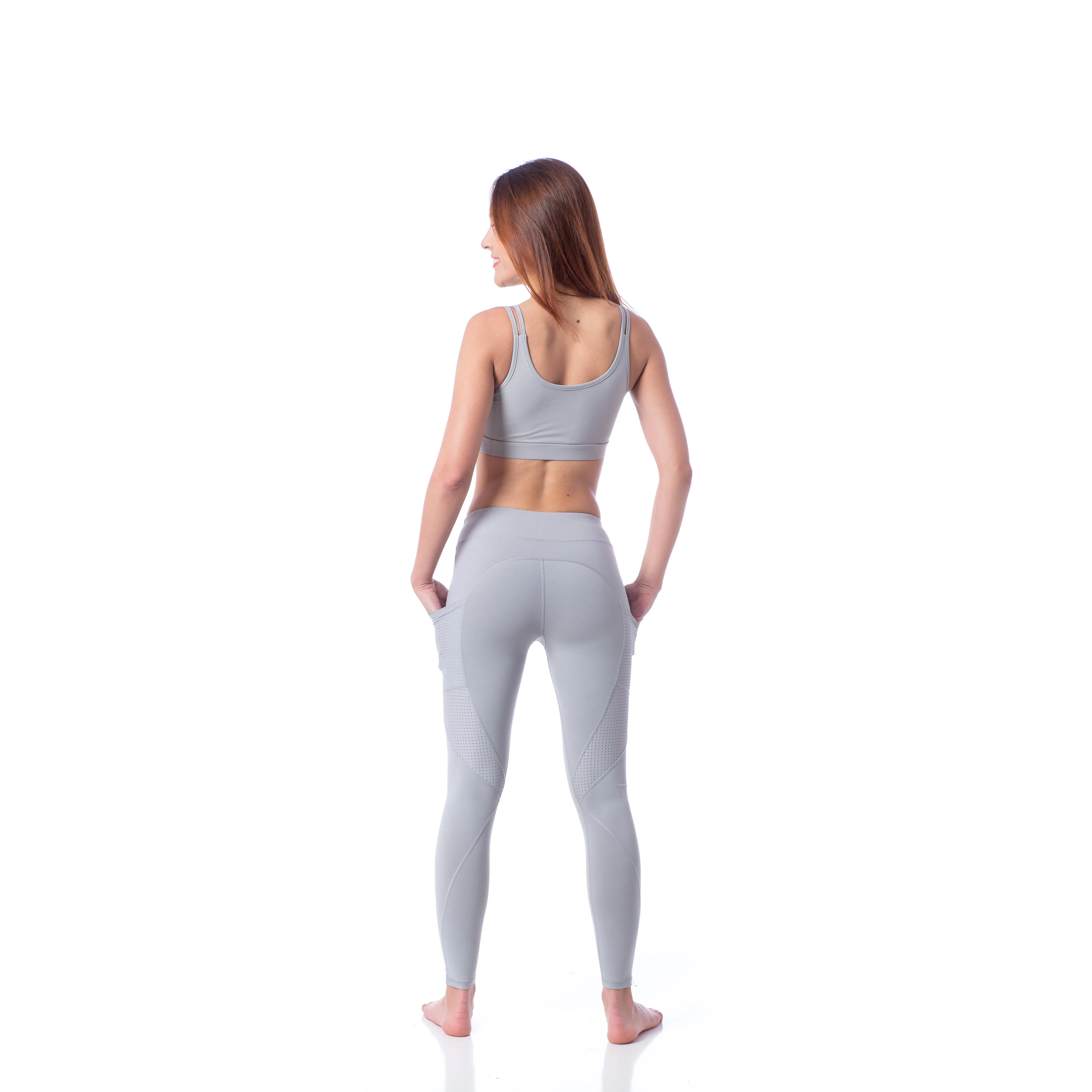 Front Strappy Bralette Sports Bra and Pockets Legging