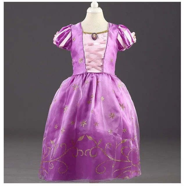 Girls Princess Summer Dresses Kids Belle Cosplay Costume Clothing Children Rapunzel Cinderella Sleeping Beauty Sofia Party Dress