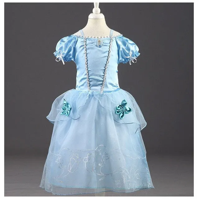 Girls Princess Summer Dresses Kids Belle Cosplay Costume Clothing Children Rapunzel Cinderella Sleeping Beauty Sofia Party Dress