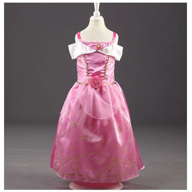 Girls Princess Summer Dresses Kids Belle Cosplay Costume Clothing Children Rapunzel Cinderella Sleeping Beauty Sofia Party Dress