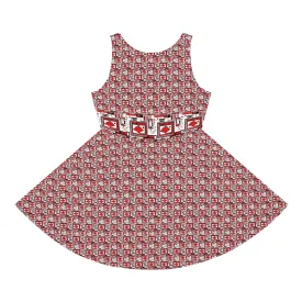 Girls' Sleeveless Sundress (AOP) LIPPY IN RED