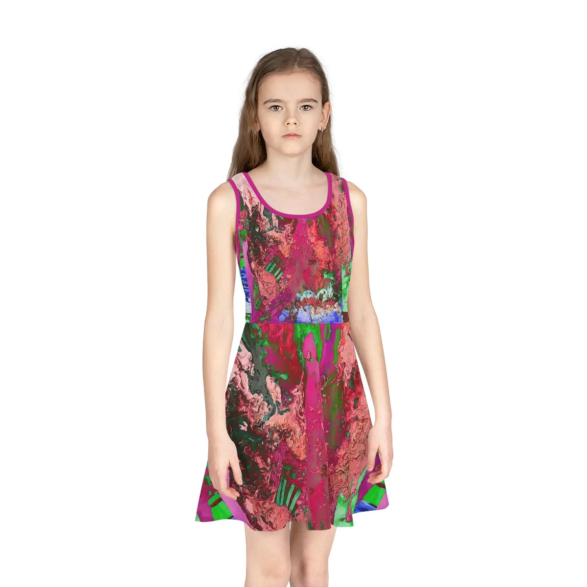 Girls' Sleeveless Sundress (AOP) PINK FUSION