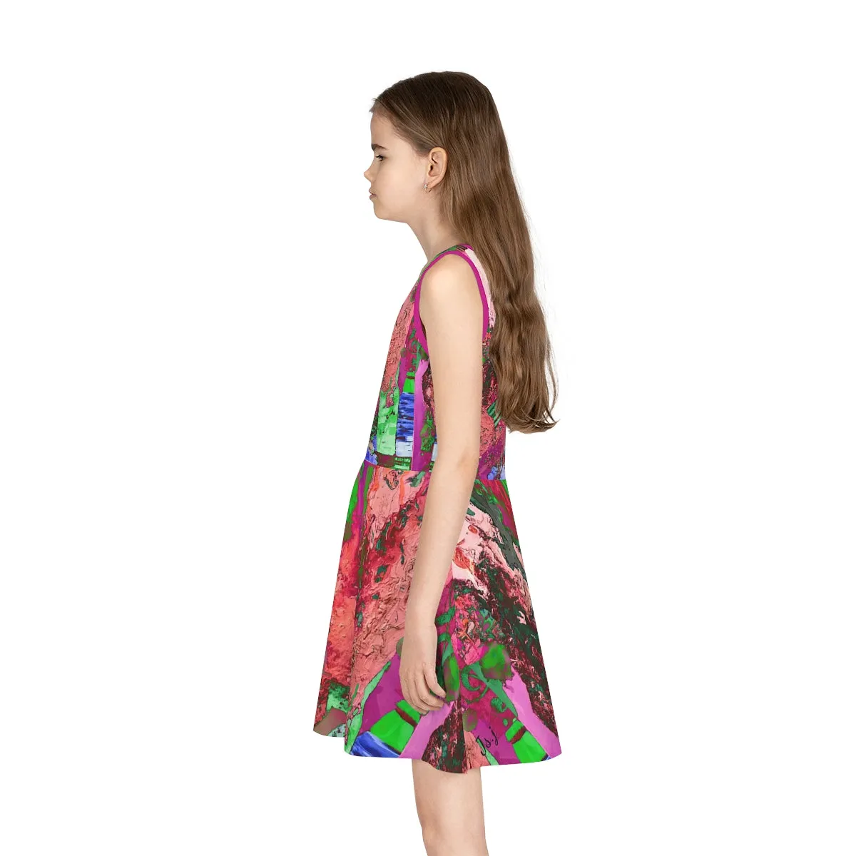 Girls' Sleeveless Sundress (AOP) PINK FUSION