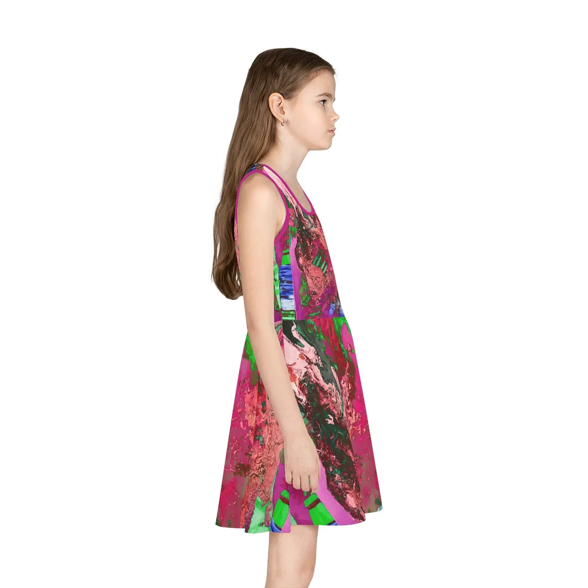 Girls' Sleeveless Sundress (AOP) PINK FUSION