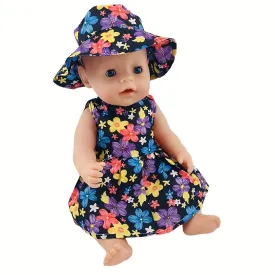 Handmade Black Flower Dress with Hats for 18inch Dolls