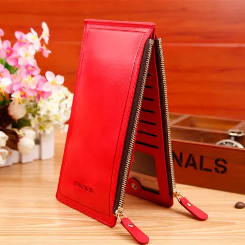 HENGSHENG Fashion Wallet Women Wallet Double Zippers Colourful Ultrathin Coin Wallet Women Handbag Women Purse Card Holders 1039