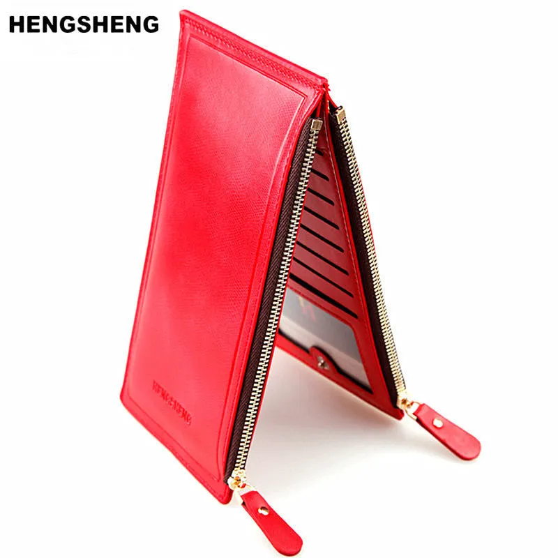 HENGSHENG Fashion Wallet Women Wallet Double Zippers Colourful Ultrathin Coin Wallet Women Handbag Women Purse Card Holders 1039