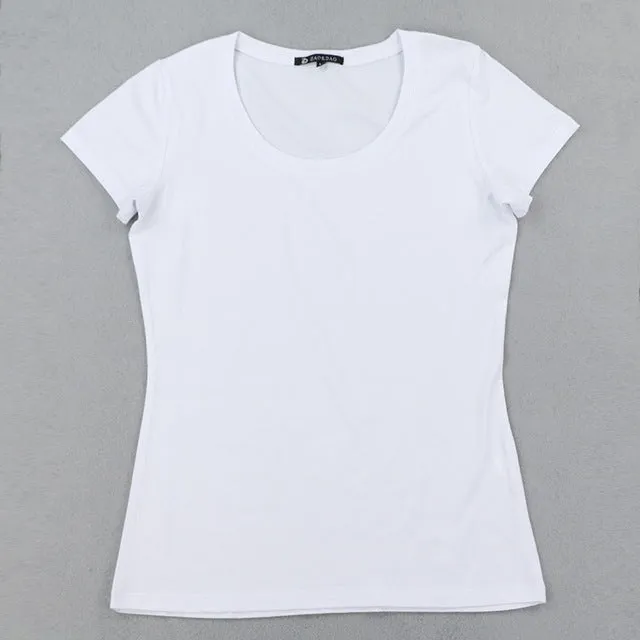 High Quality 21 Candy Color Cotton Basic T-shirt Women Casual O-neck Female T Shirt For Women Short Sleeve Female Tops 001