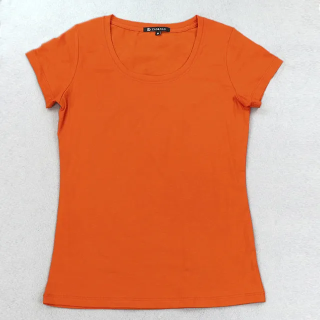 High Quality 21 Candy Color Cotton Basic T-shirt Women Casual O-neck Female T Shirt For Women Short Sleeve Female Tops 001