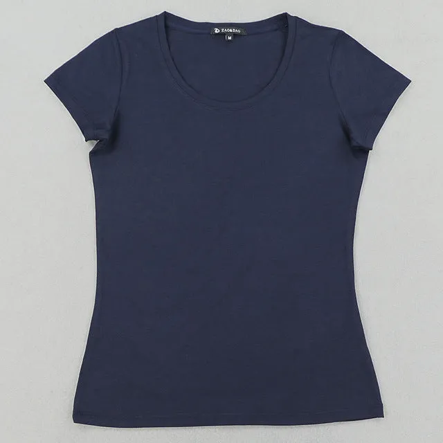 High Quality 21 Candy Color Cotton Basic T-shirt Women Casual O-neck Female T Shirt For Women Short Sleeve Female Tops 001