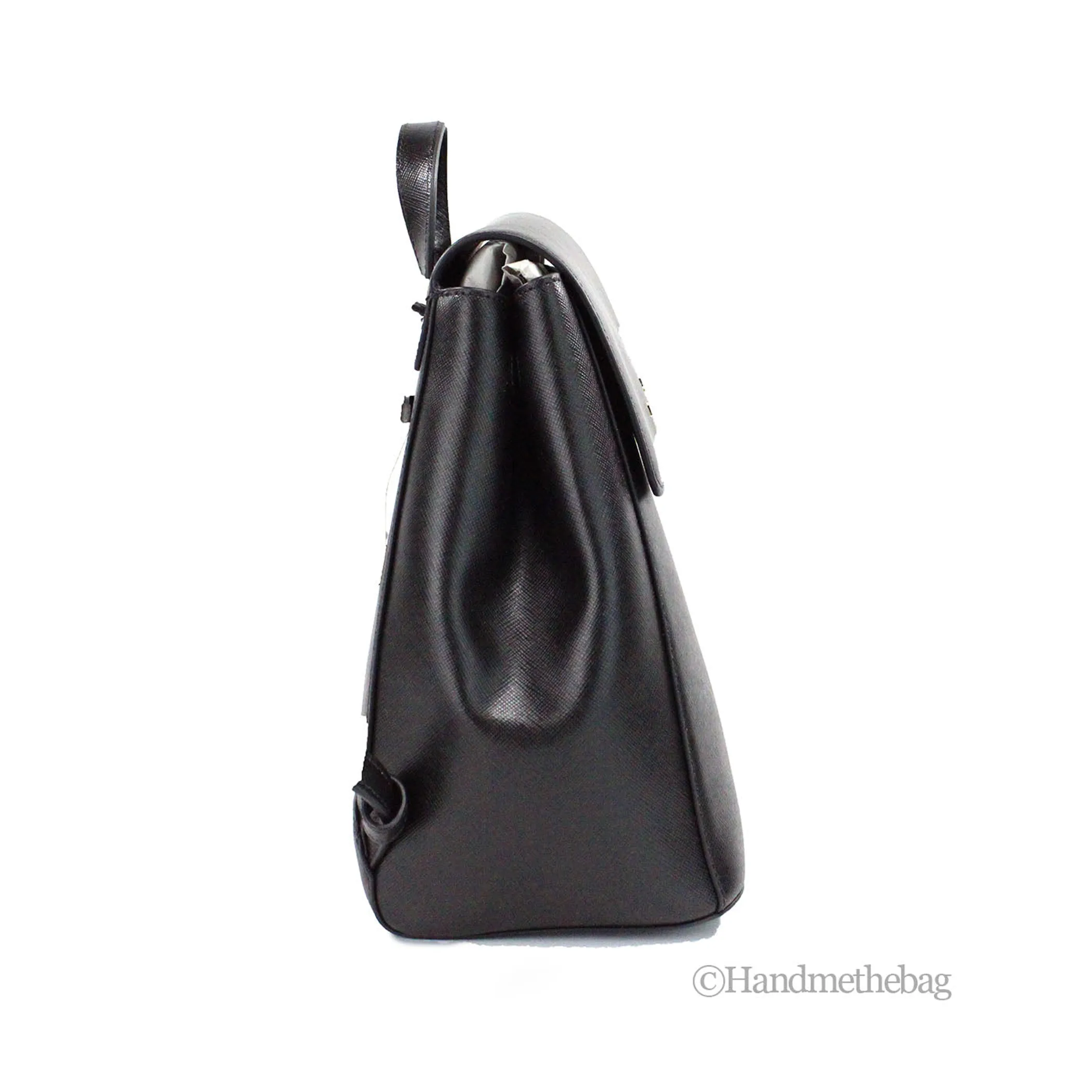 Kate Spade Madison Black Leather Medium Flap Backpack