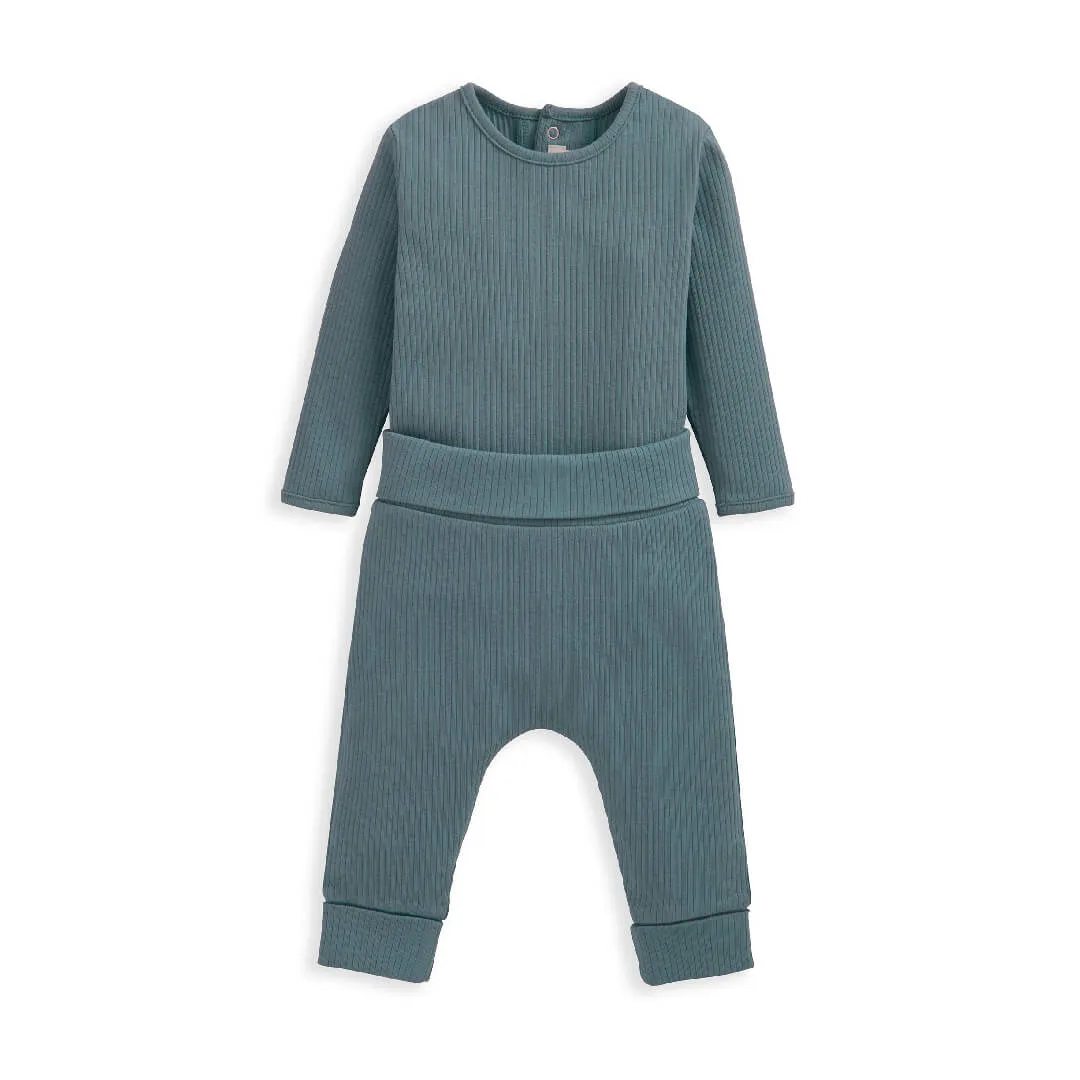 Mamas and Papas Blue Organic Cotton Ribbed Set - 2 Piece Set