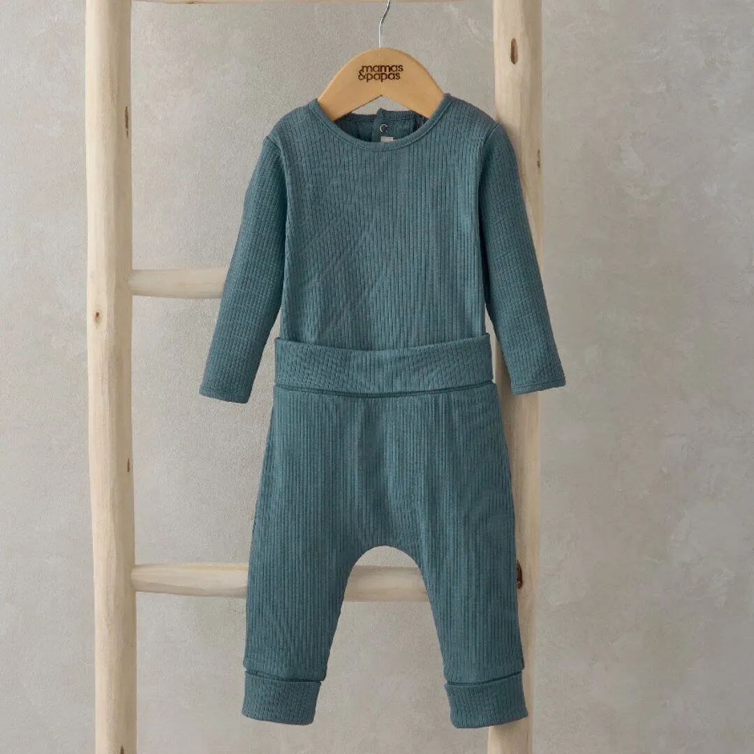 Mamas and Papas Blue Organic Cotton Ribbed Set - 2 Piece Set