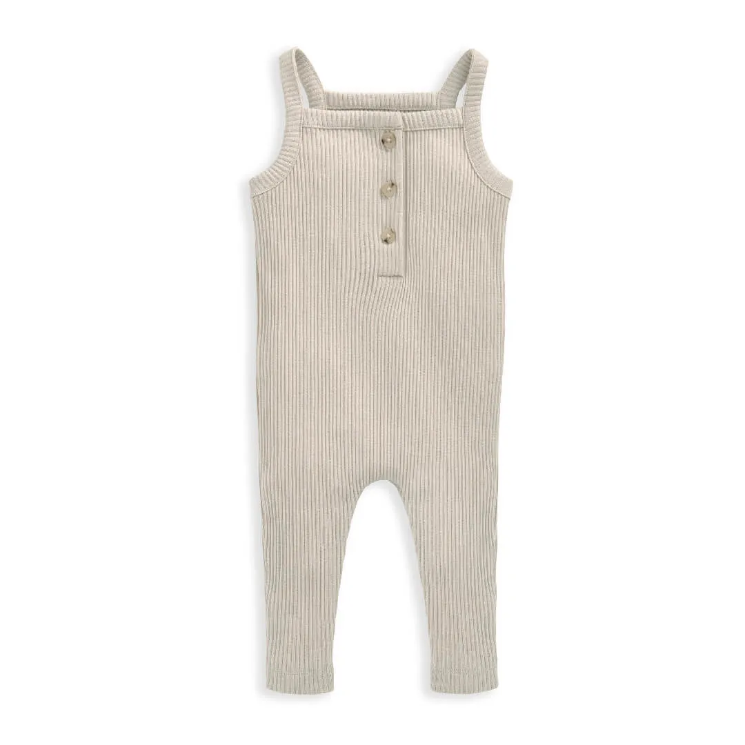 Mamas and Papas Oatmeal Ribbed Dungarees & Bodysuit Outfit Set - 2 Piece Set