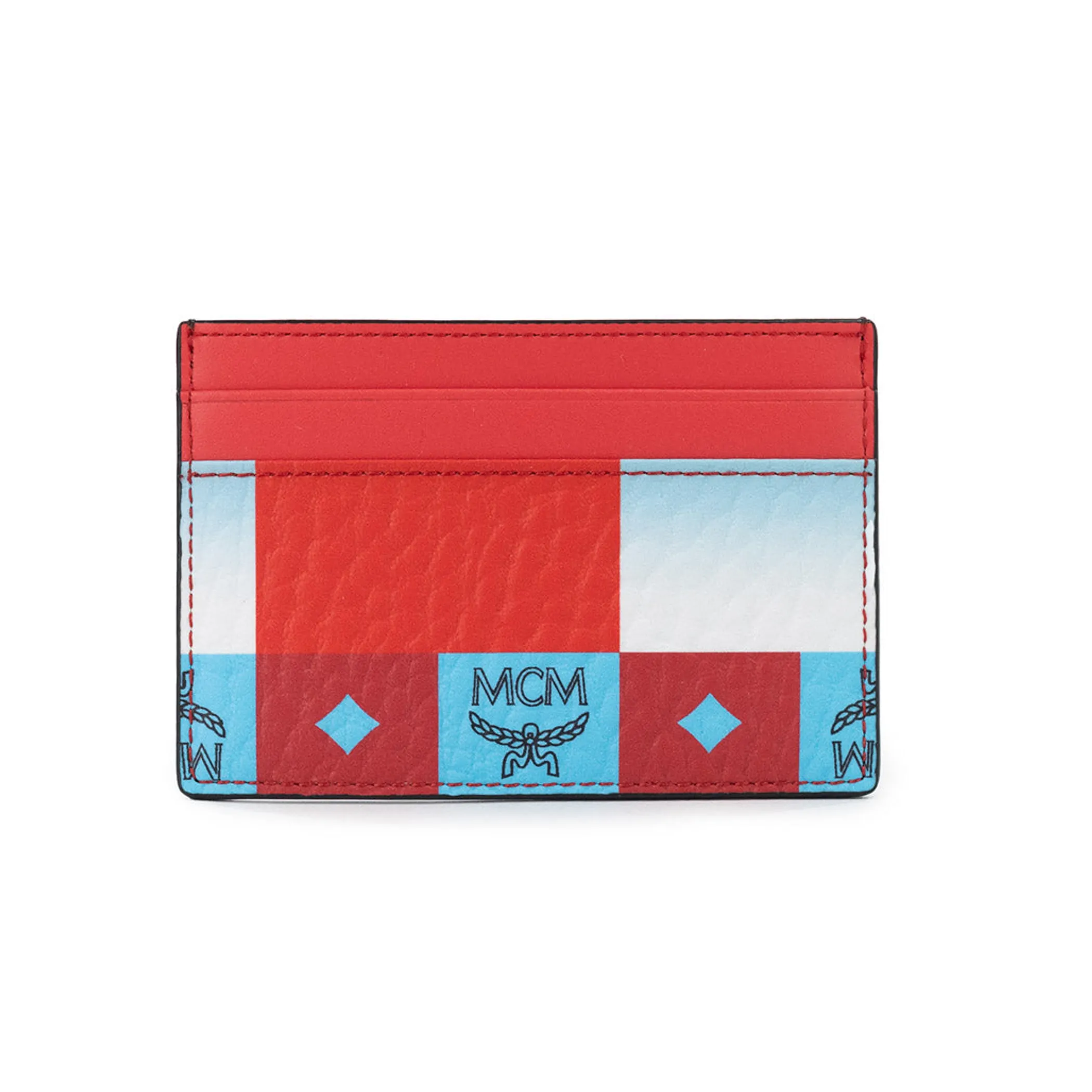 MCM Aren Mini Checkerboard Leather Card Case Wallet