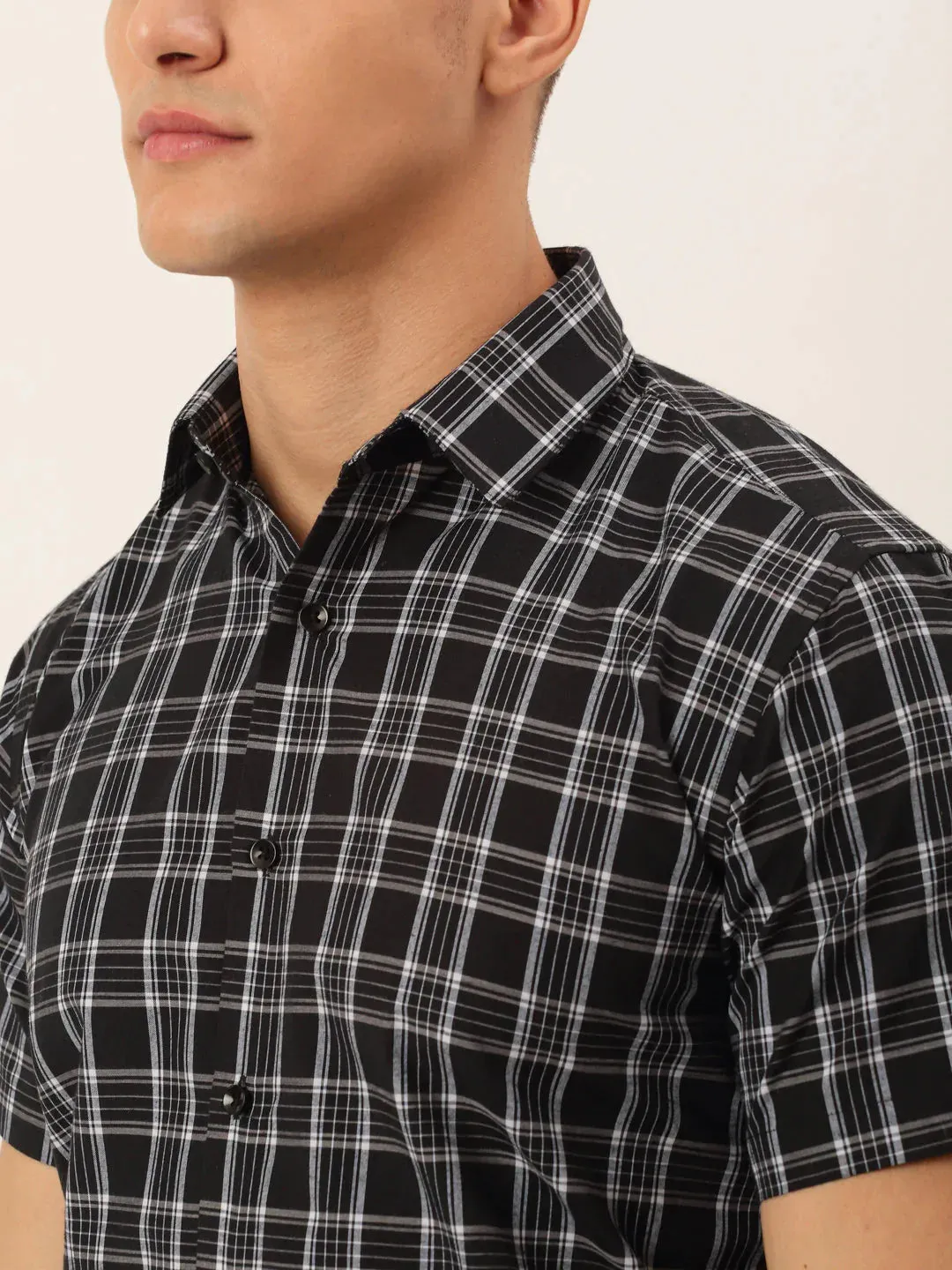 Men'S Cotton Checked Half Sleeve Formal Shirts