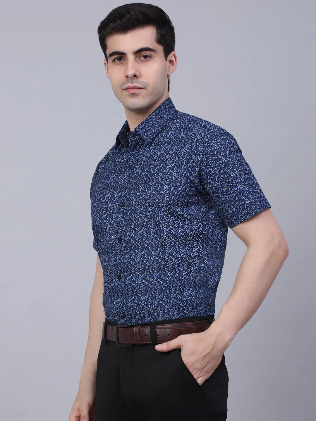 Men'S Cotton Half Sleeve Printed Formal Shirts