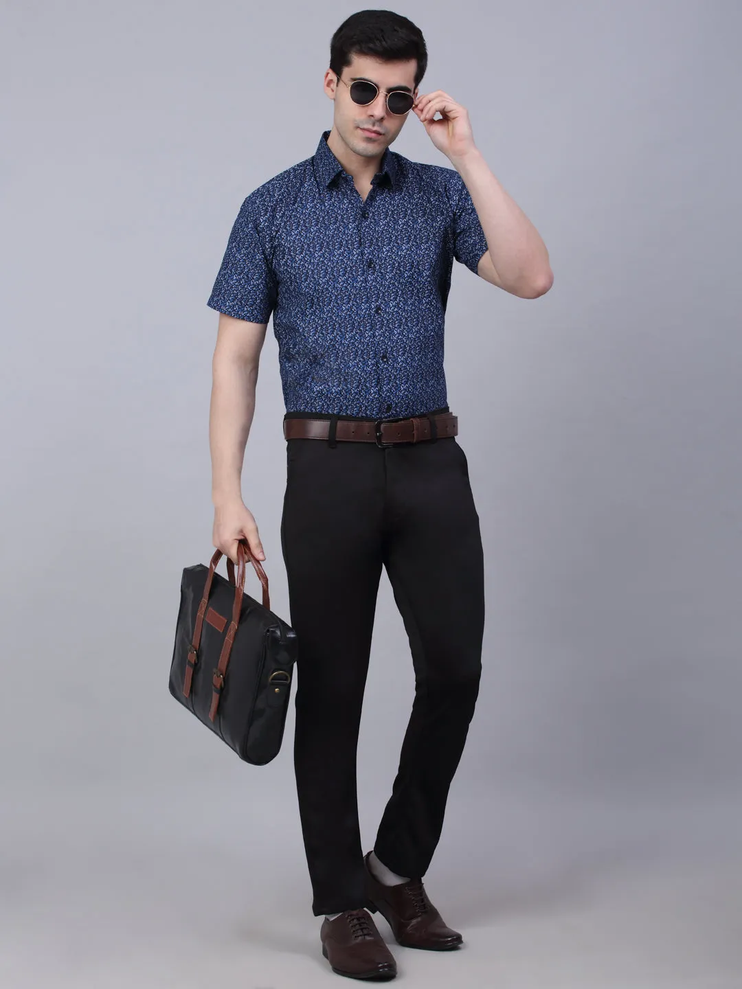 Men'S Cotton Half Sleeve Printed Formal Shirts