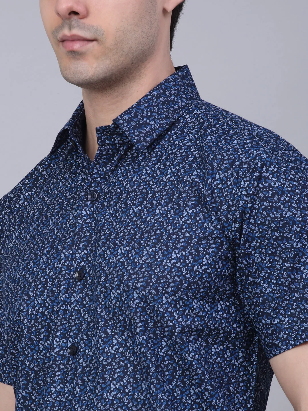 Men'S Cotton Half Sleeve Printed Formal Shirts